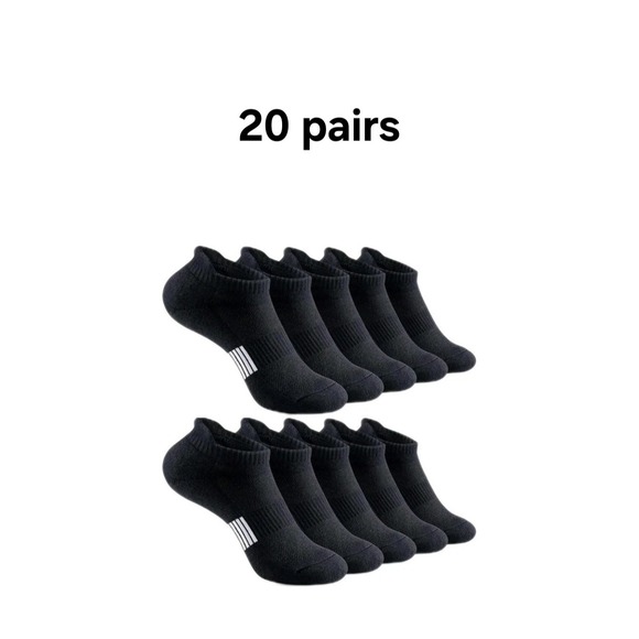 The Unbranded Brand Accessories - 20 Pairs Compression Ankle Socks, Black, Fits Mens 7 - 10, Womans 8 - 12